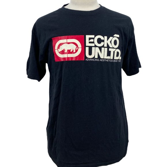 Ecko Unltd Men's Casual Black T-Shirt Logo Graphic Tee Black Urban Streetwear M - Picture 1 of 6